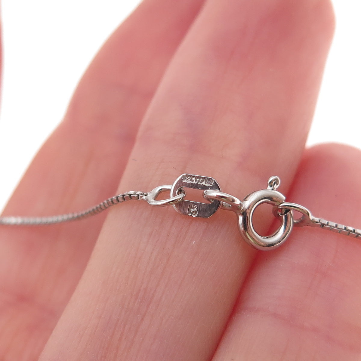 925 Sterling Silver Real Diamond & Amethyst Infinity Box Chain Necklace 18"