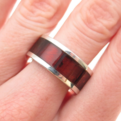 Zac Karen 925 Sterling Silver Vintage Real Amber Modernist Band Ring Size 8.25