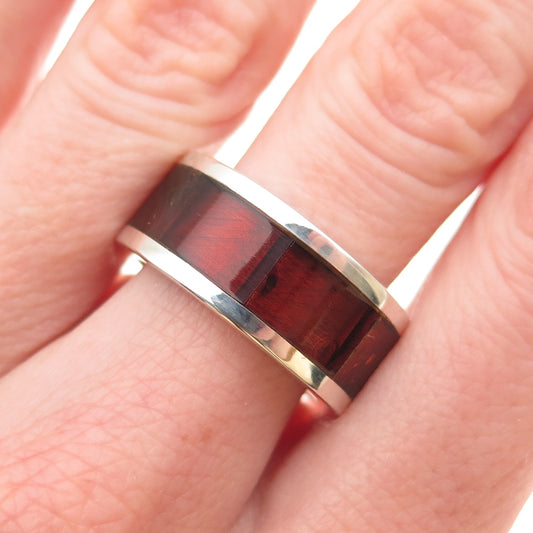 Zac Karen 925 Sterling Silver Vintage Real Amber Modernist Band Ring Size 8.25