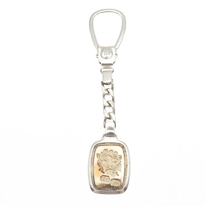950 Silver 2-Tone Vintage Leo Zodiac Sign Key Fob Chain Holder