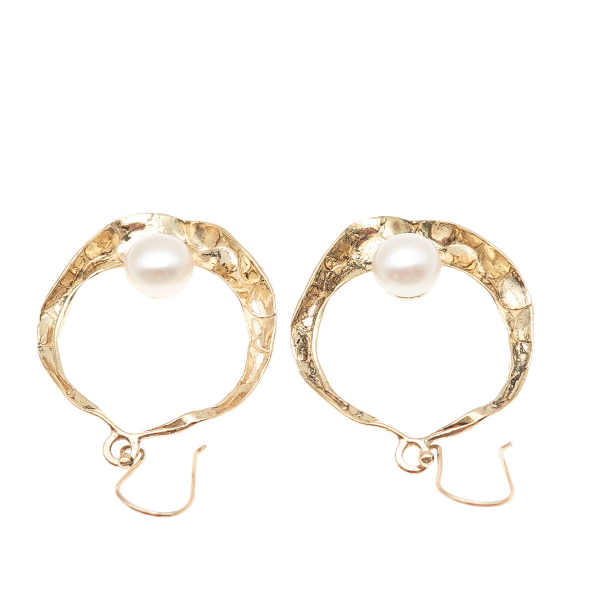 LIRM Sterling Silver Gold Plated Vintage Israel Real Pearl Modernist Earrings