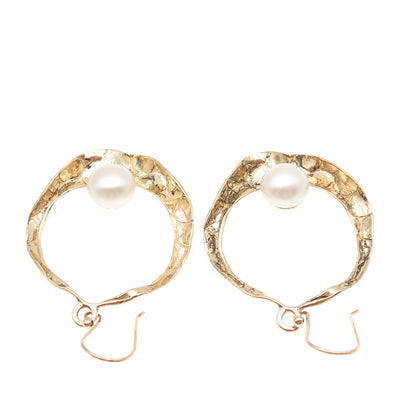 LIRM Sterling Silver Gold Plated Vintage Israel Real Pearl Modernist Earrings