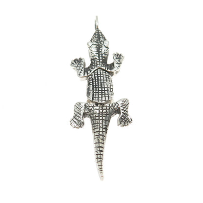 925 Sterling Silver Vintage Crocodile Pendant