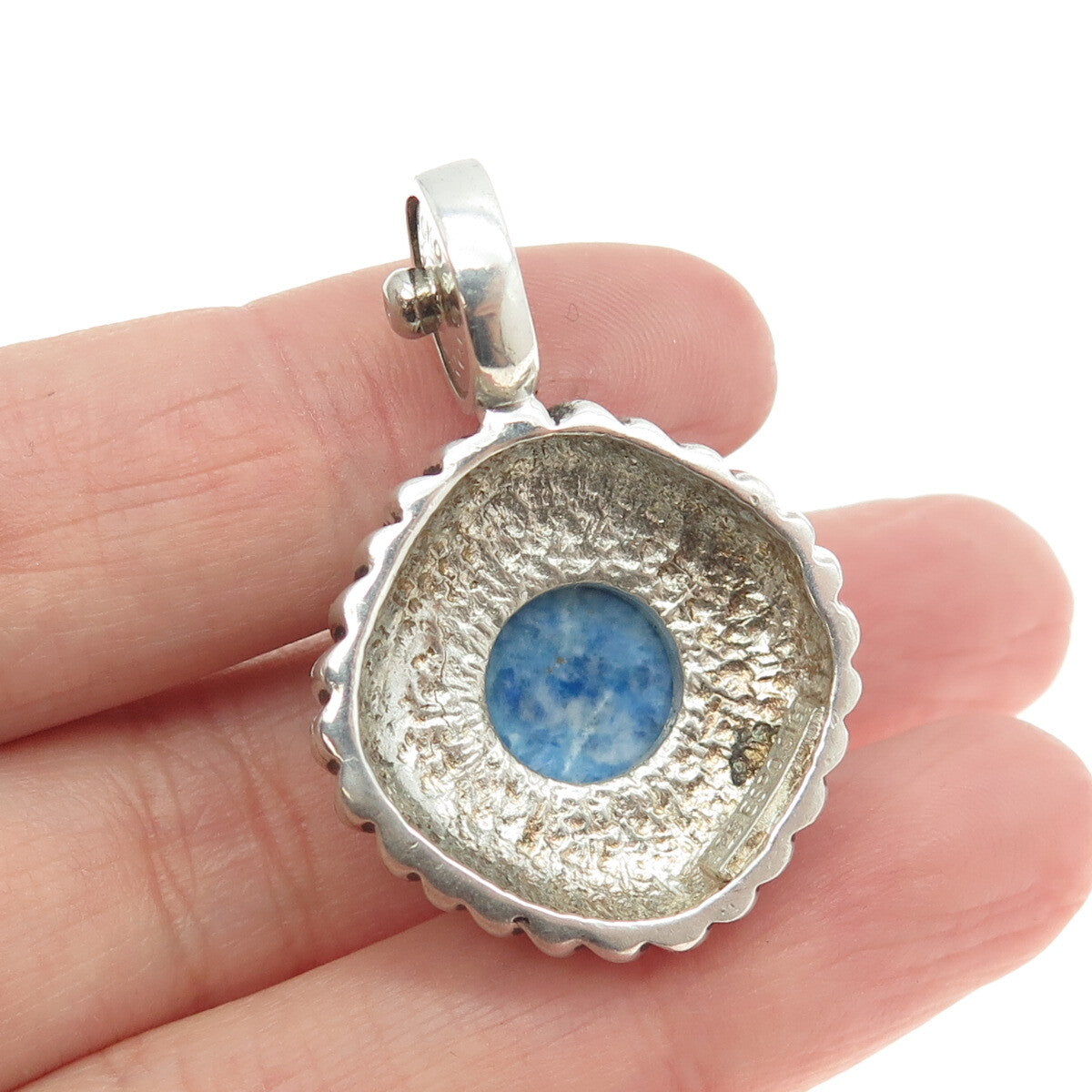 ESPO SIG Joseph Esposito Sterling Silver Vintage Real Denim Lapis Snap Pendant