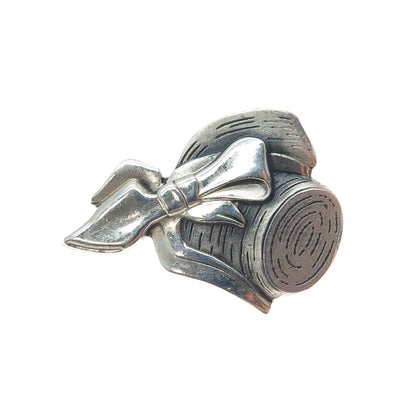 LGB BALFOUR 925 Sterling Silver Vintage Hat w/ Bow Oxidized Pin Brooch