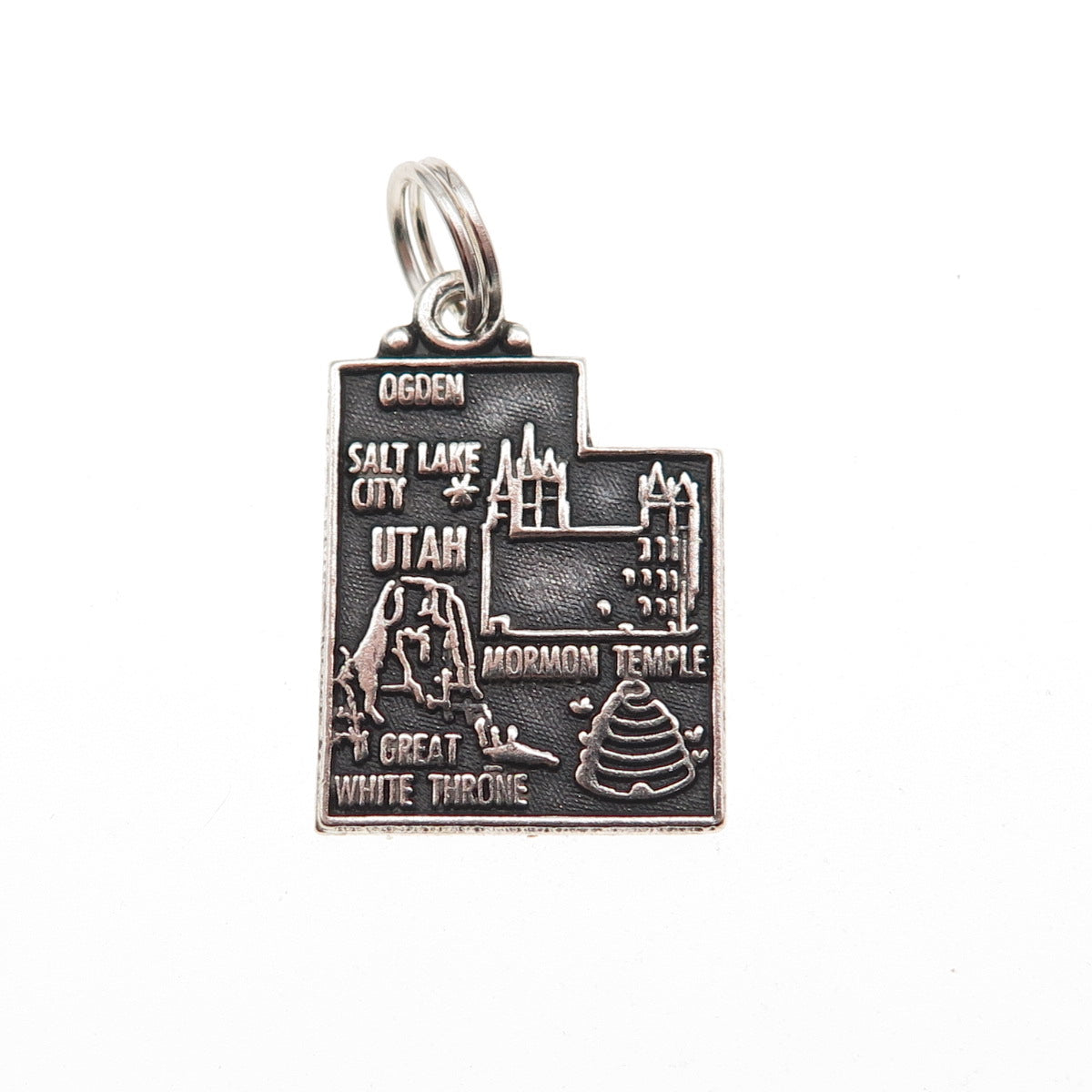 Maisels Indian Trading Sterling Silver Vintage Utah State Map Mini Charm Pendant