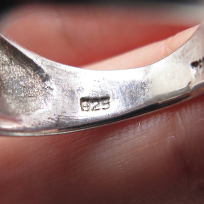 925 Sterling Silver Vintage Modernist Oxidized Ring Size 6.25