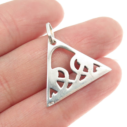 925 Sterling Silver Vintage Celtic Snake Knot Triangle Pendant