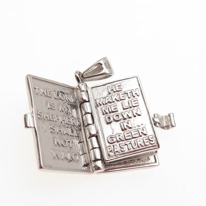 925 Sterling Silver 2-Tone Holy Bible Locket Mini Charm Pendant