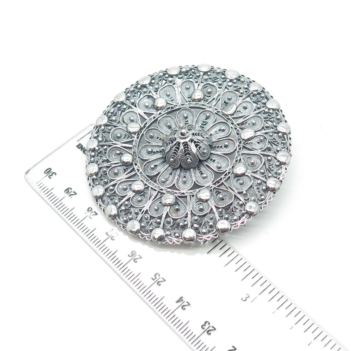 925 Sterling Silver Antique Art Deco Filigree Pin Brooch