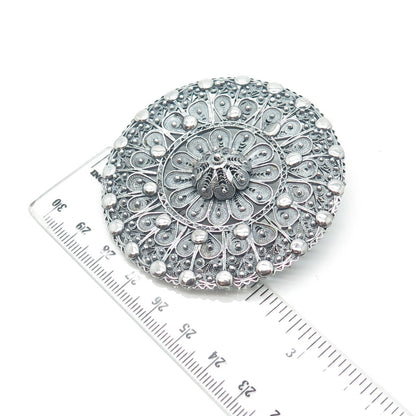 925 Sterling Silver Antique Art Deco Filigree Pin Brooch