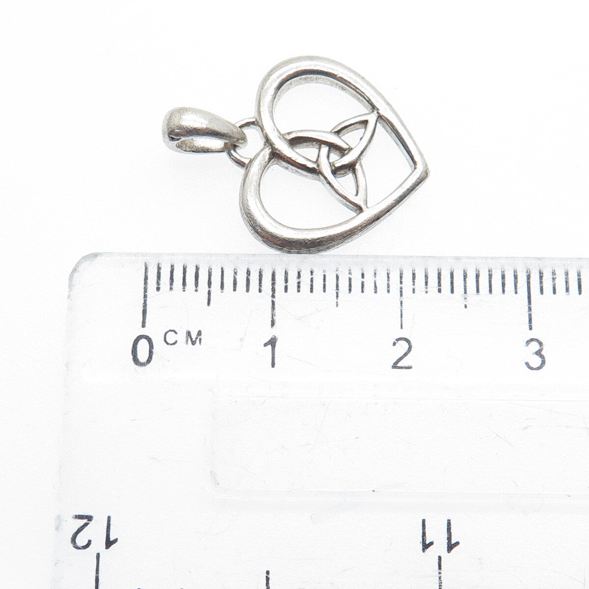SOLVAR 925 Sterling Silver Vintage Celtic Trinity Heart Minimalist Charm Pendant