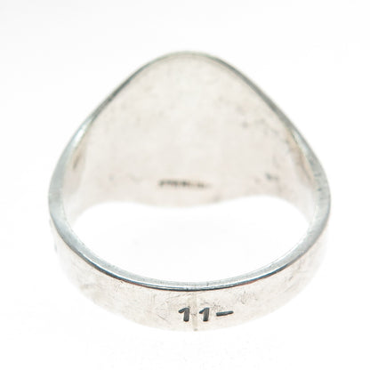 925 Sterling Silver Vintage Grape Oxidized Engraved Signet Ring Size 11.75