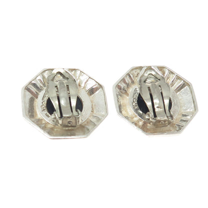 CHAPAL ZENRAY Sterling Silver Vintage Black Onyx Roman Soldier Clip On Earrings