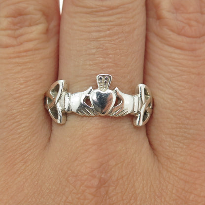 PETER STONE 925 Sterling Silver Vintage Irish Claddagh Ring Size 11