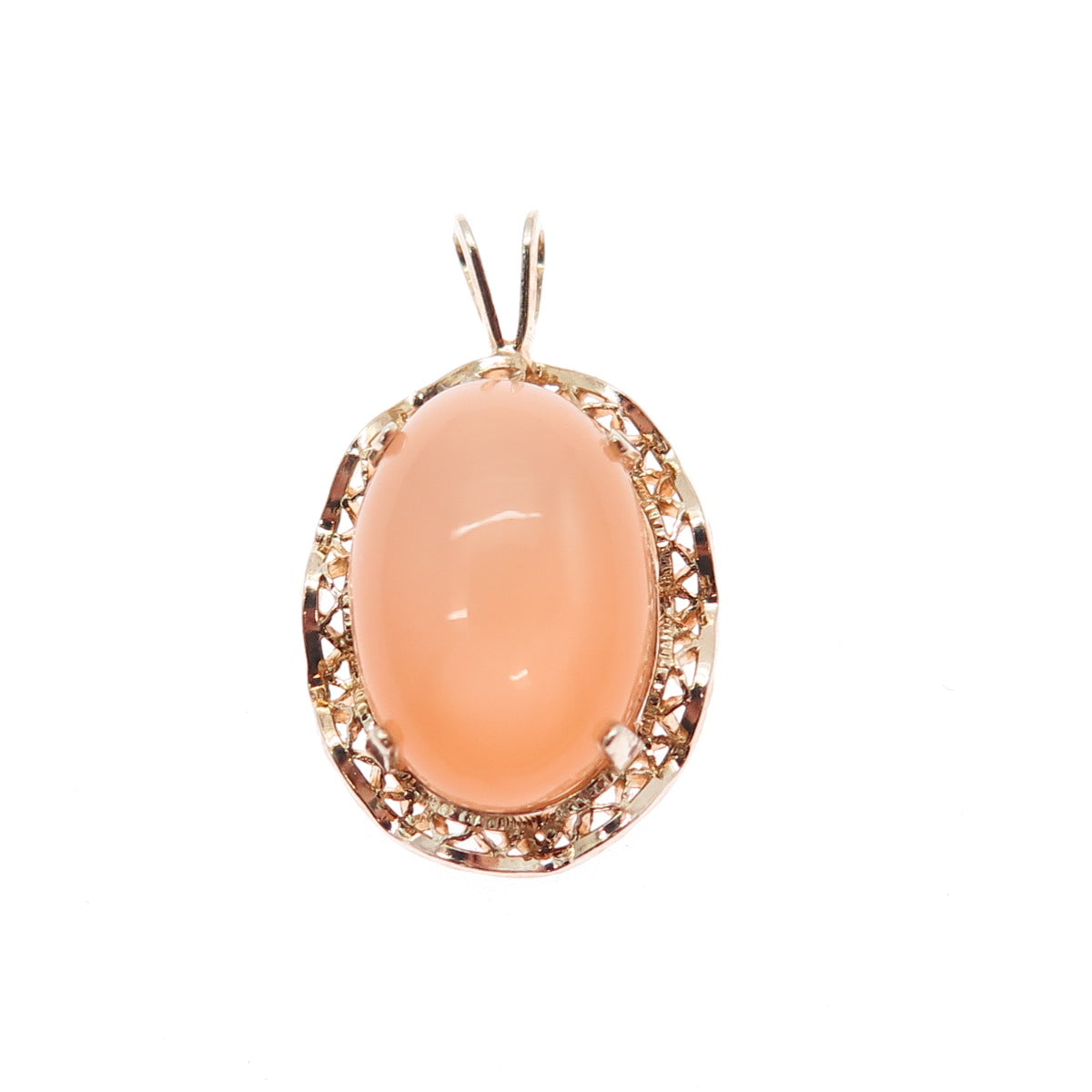 925 Sterling Silver Gold Plated Vintage Optic Fiber Cat's Eye Minimalist Pendant