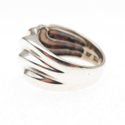 Chapal Zenray 925 Sterling Silver Vintage Modernist Ribbed Ring Size 7.25