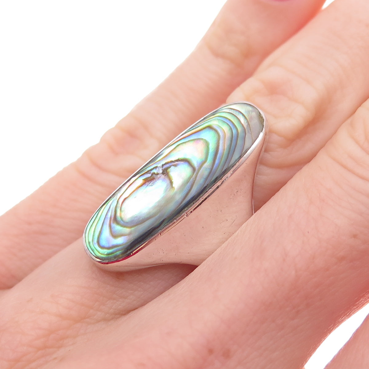 Joseph Cleary 925 Sterling Silver Vintage Real Abalone Shell Ring Size 6.5