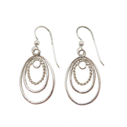 925 Sterling Silver Vintage Multi-Circle Dangle Earrings