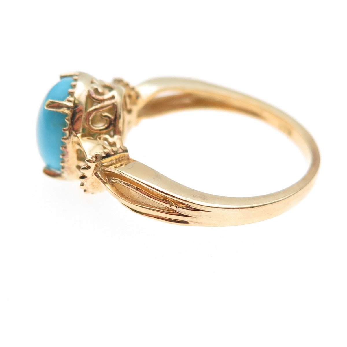 Chuck Clemency 925 Sterling Silver Gold Plated Real Turquoise Ring Size 8