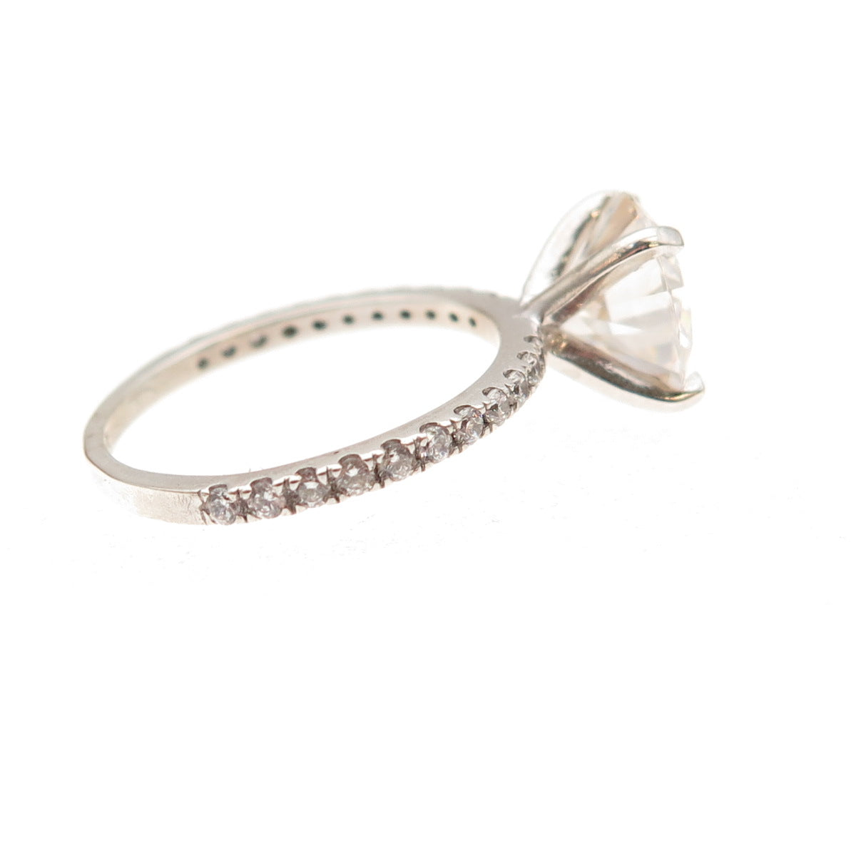 925 Sterling Silver Real Round-Cut Moissanite Engagement Ring Size 5.75