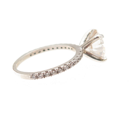 925 Sterling Silver Real Round-Cut Moissanite Engagement Ring Size 5.75