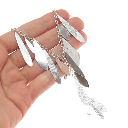 SILPADA 925 Sterling Silver Vintage Modernist Hammered Petal Chain Necklace 24"