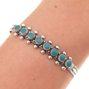 Old Pawn Sterling Silver Vintage Turquoise Snake Eye Adjustable Bracelet 5.5"