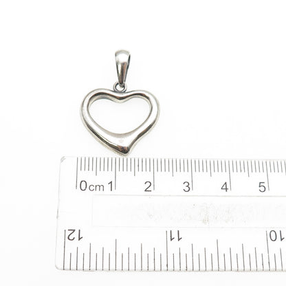 950 Silver Vintage Open Heart Oxidized Charm Pendant