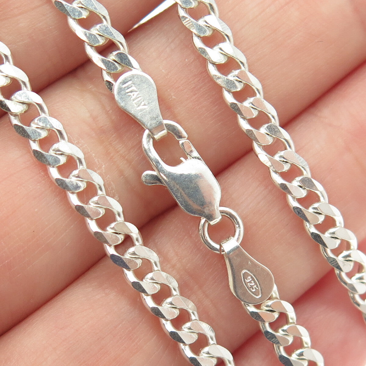 925 Sterling Silver Italy Curb Chain Necklace 18"