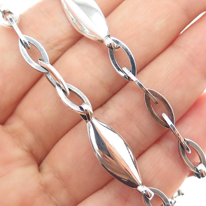 925 Sterling Silver Vintage Italy Modernist Chain Oxidized Necklace 16"