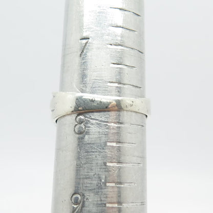 925 Sterling Silver Vintage Ribbed Ring Size 7.75