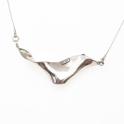 925 Sterling Silver Vintage Real Opal Modernist Floral Chain Necklace 18"