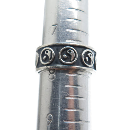 925 Sterling Silver Vintage Yin Yang Oxidized Band Ring Size 8