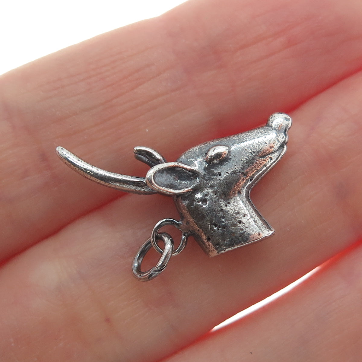 925 Sterling Silver Vintage Deer Oxidized Minimalist Charm Pendant