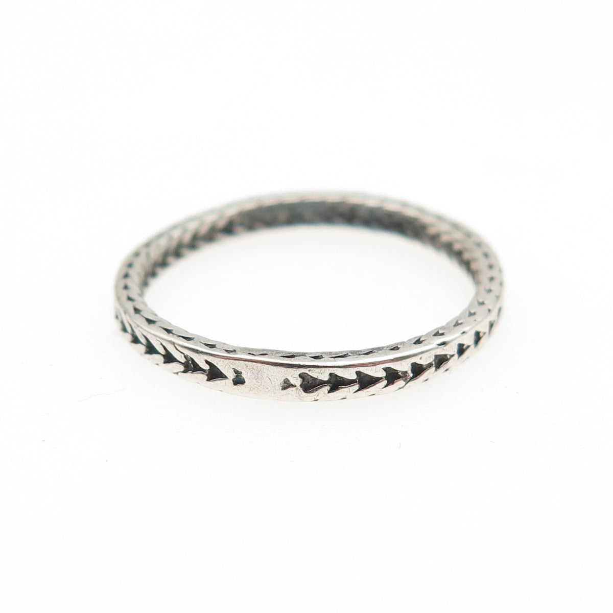 925 Sterling Silver Vintage Spiga Link Stackable Oxidized Band Ring Size 7