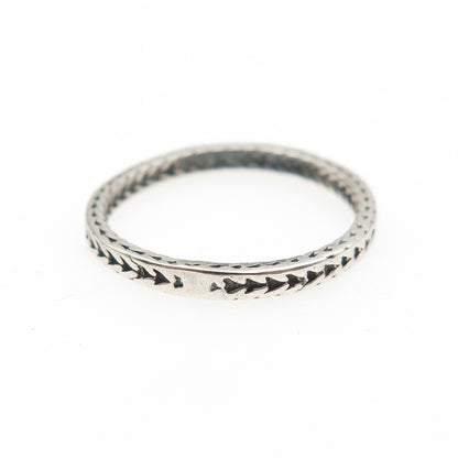 925 Sterling Silver Vintage Spiga Link Stackable Oxidized Band Ring Size 7