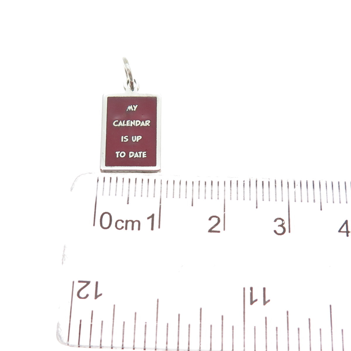 925 Sterling Silver Enamel My Calendar Is Up To Date Minimalist Charm Pendant