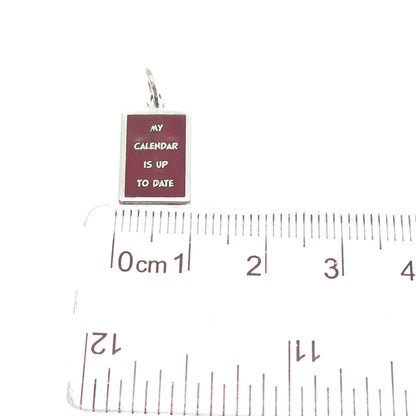 925 Sterling Silver Enamel My Calendar Is Up To Date Minimalist Charm Pendant