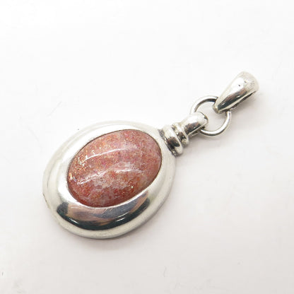 925 Sterling Silver Vintage Mexico Real Chrysocolla Gemstone Pendant