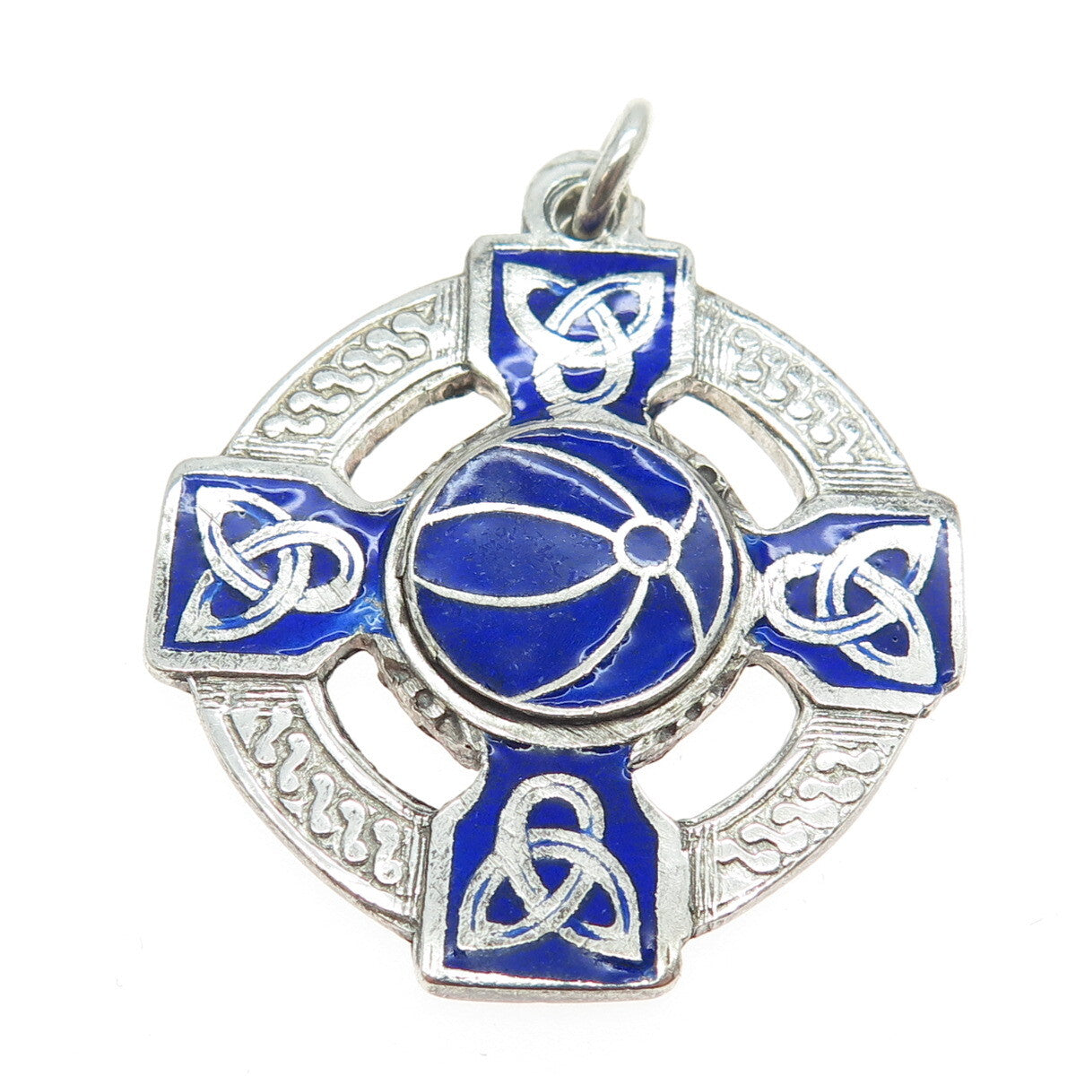 JEWELLERY & METAL 925 Sterling Silver Vintage Dublin 1952 Enamel Cross Pendant