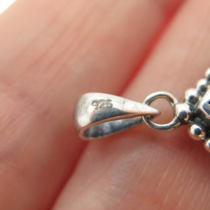 925 Sterling Silver Vintage Real Mother-of-Pearl Beaded Teardrop Charm Pendant