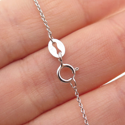 925 Sterling Silver Round-Cut Blue & White C Z Cable Chain Necklace 18"