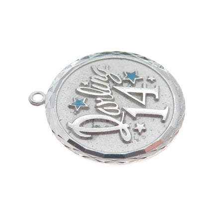 GRIFFITH & SONS CO 925 Sterling Silver Antique Enamel "Darling 14" Pendant