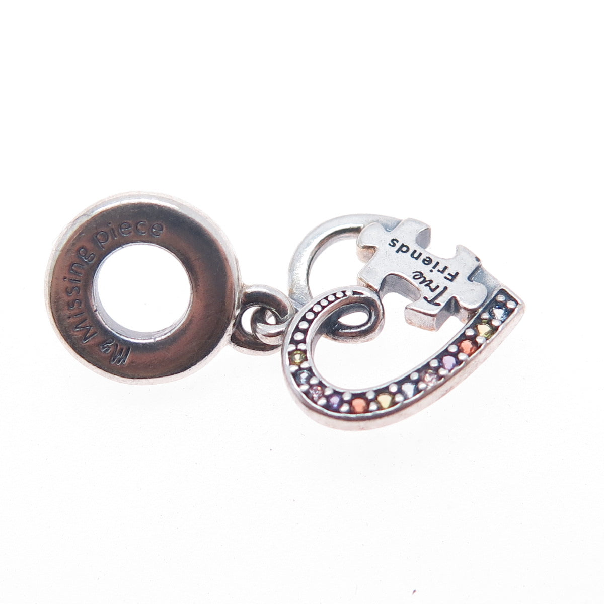 PANDORA 925 Sterling Silver C Z My Missing Piece Puzzle Heart Dangle Charm