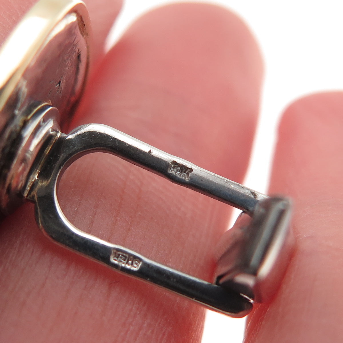 925 Sterling Silver 14K Gold Vintage Modernist Cufflinks