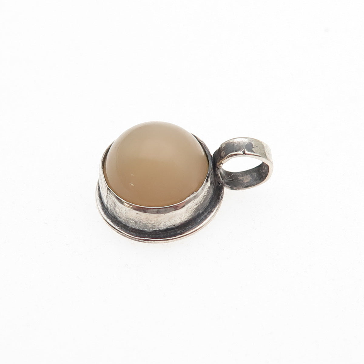 925 Sterling Silver Vintage Real Agate Oxidized Mini Charm Pendant