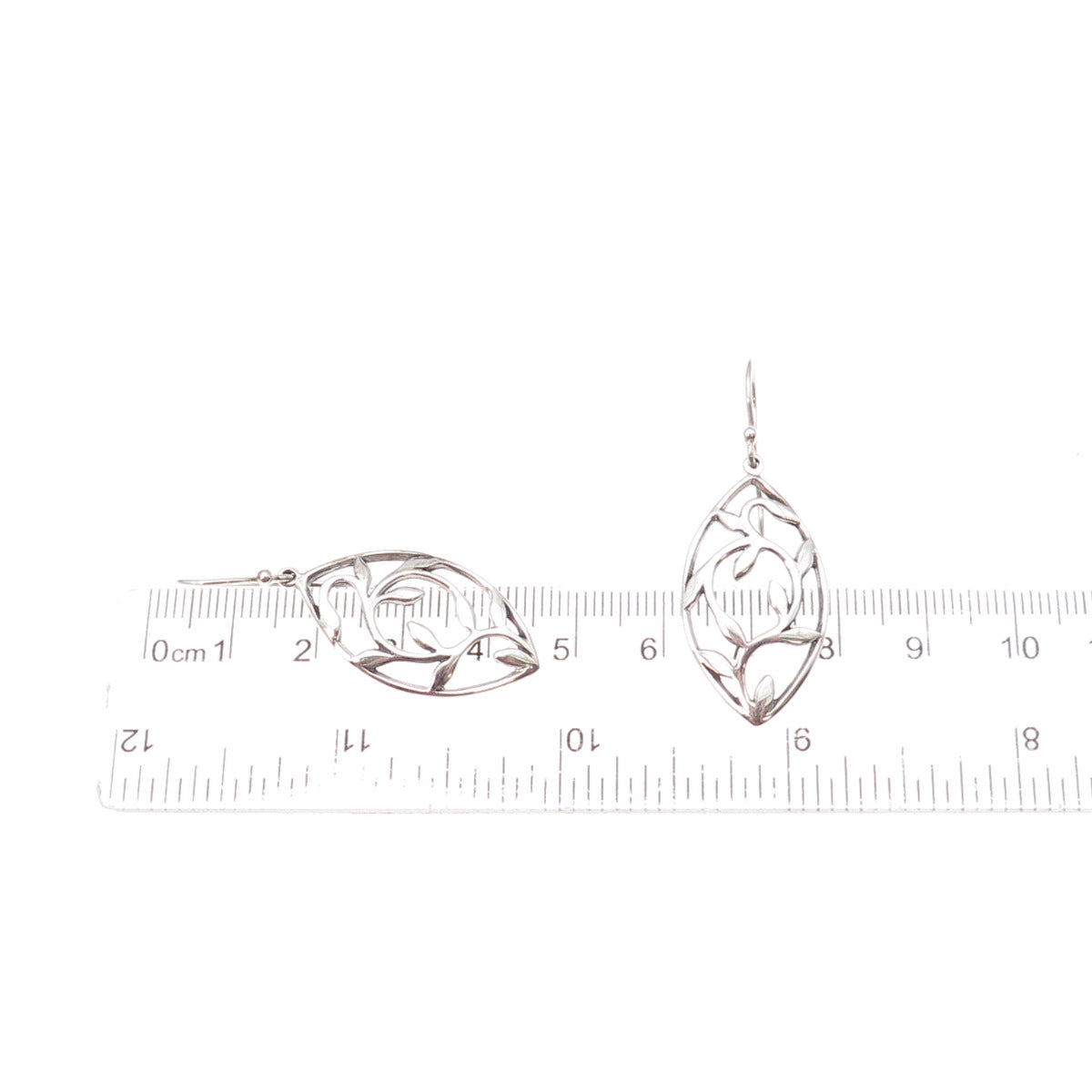 925 Sterling Silver Vintage Floral Dangle Earrings