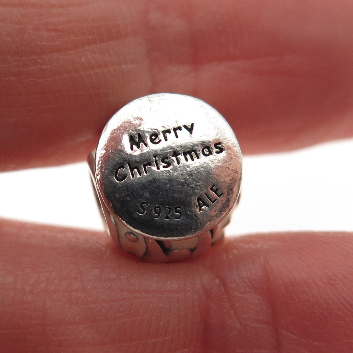 PANDORA 925 Sterling Silver Enamel Snow Globe Christmas Slide Bead Charm