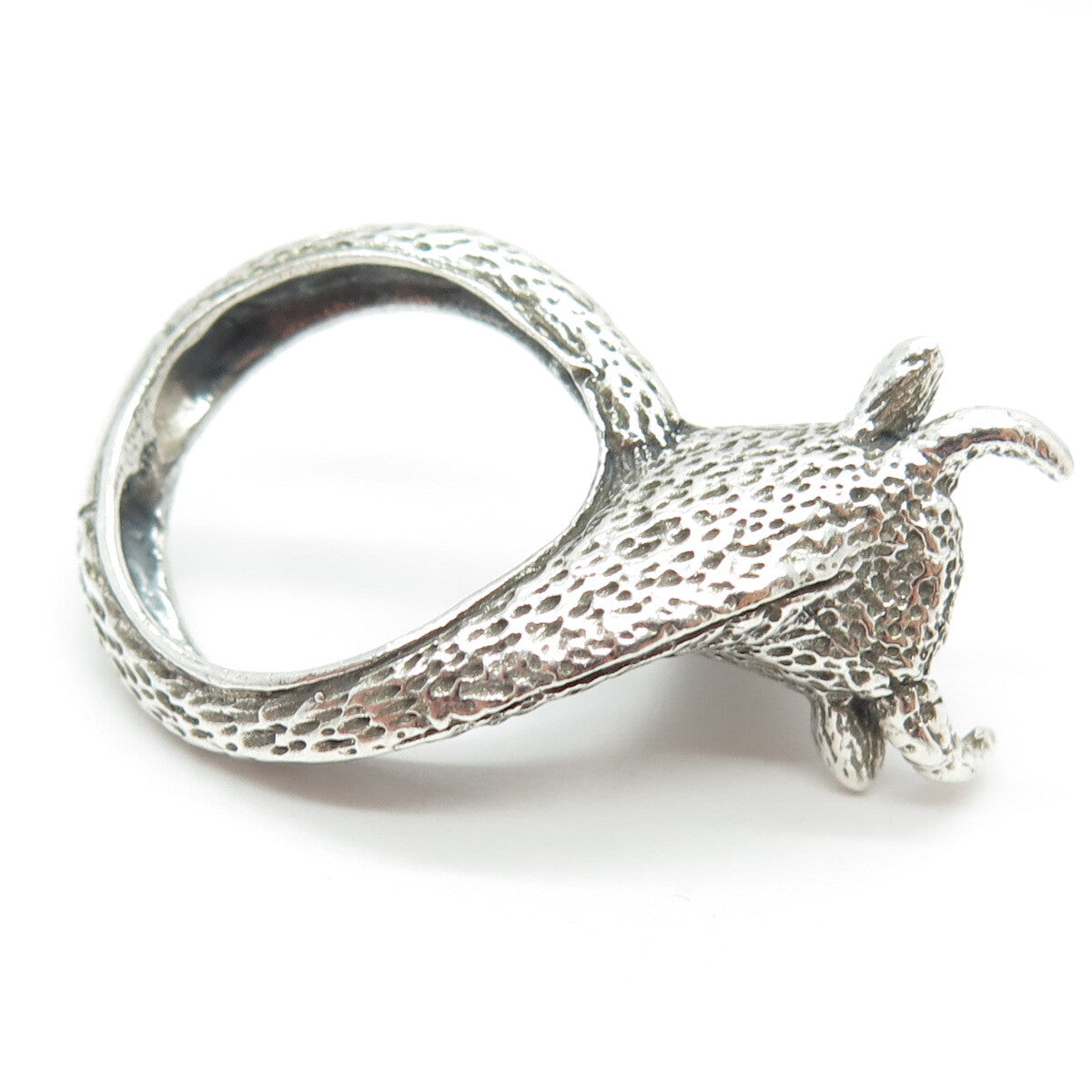 925 Sterling Silver Vintage Bull Head 3D Ring Size 6